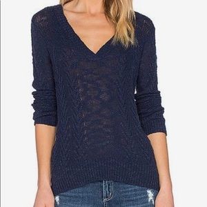 LA Made thumbhole v neck sweater in WHITE